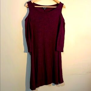 Burgundy Cold Shoulder Dress